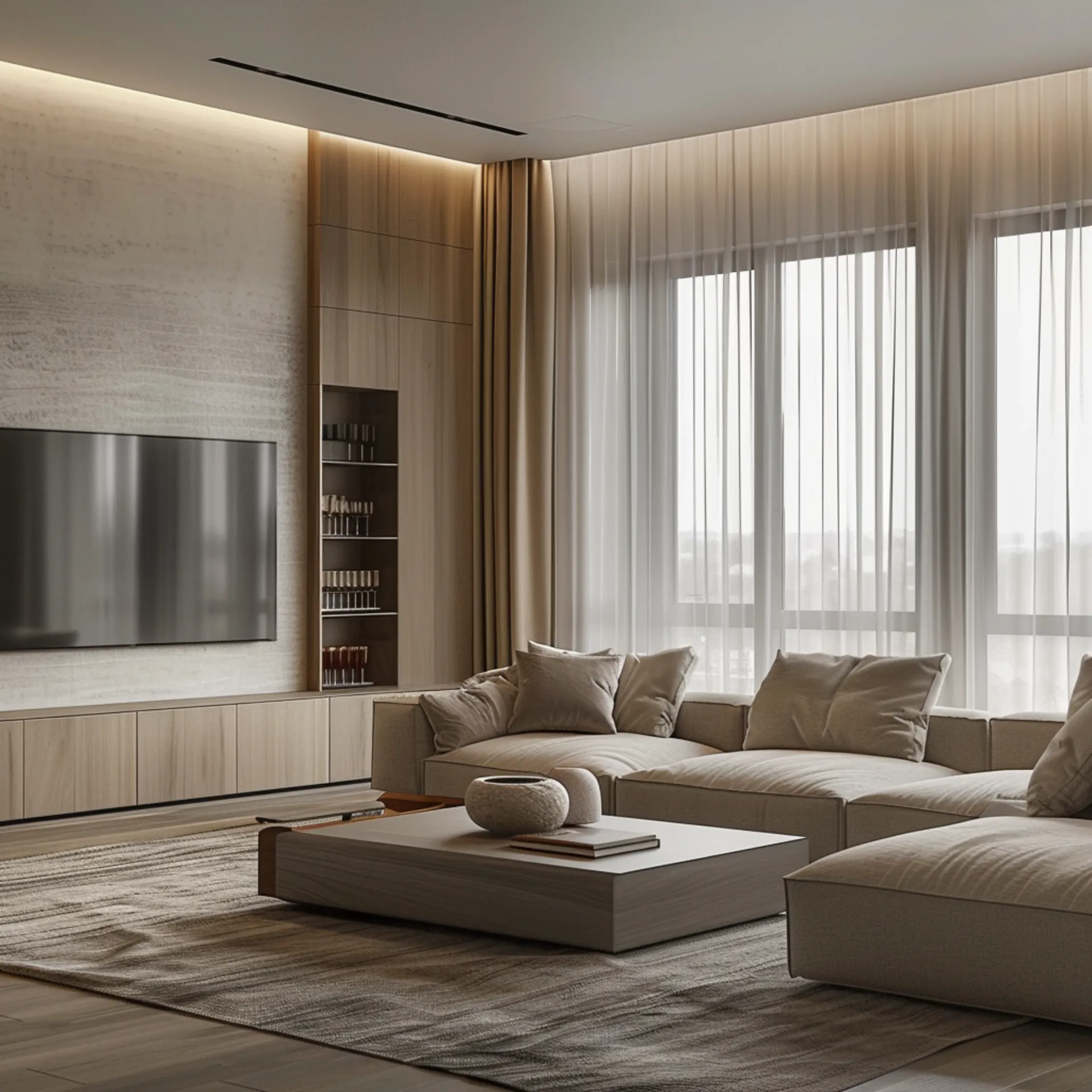 Salon w beżach i brązach